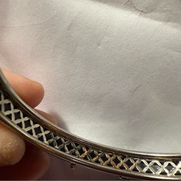 Bangle bracelet silver black w crystals vintage costume jewelry - Picture 9 of 10